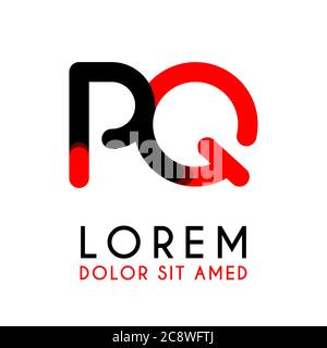 initial Letter PQ with red Black and has rounded corners Stock Vector
