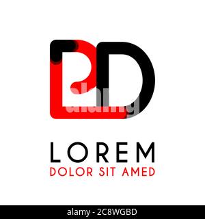 initial Letter PD with red Black and has rounded corners Stock Vector