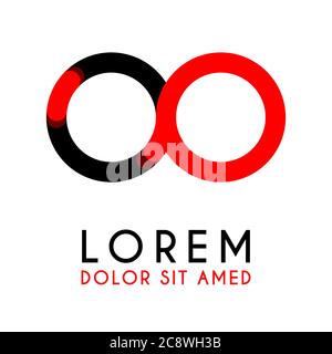 initial Letter OO with red Black and has rounded corners Stock Vector