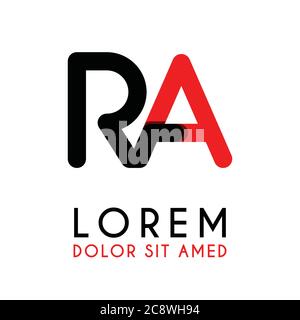 initial Letter RA with red Black and has rounded corners Stock Vector