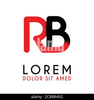 initial Letter RB with red Black and has rounded corners Stock Vector