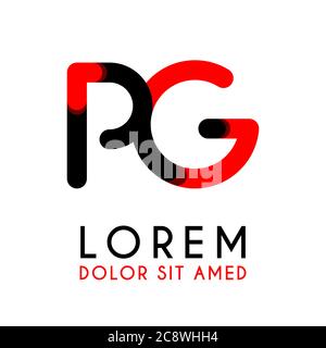 initial Letter PG with red Black and has rounded corners Stock Vector