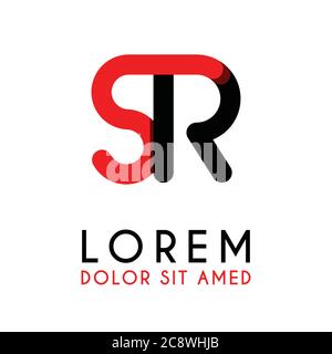 initial Letter SR with red Black and has rounded corners Stock Vector