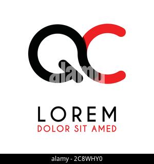 initial Letter QC with red Black and has rounded corners Stock Vector