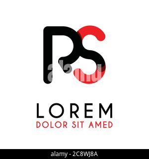 initial Letter RS with red Black and has rounded corners Stock Vector