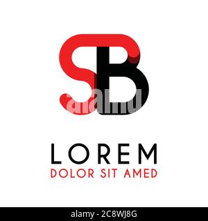 initial Letter SB with red Black and has rounded corners Stock Vector