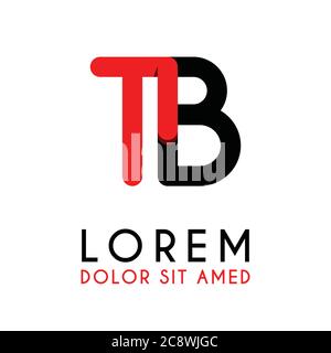initial Letter TB with red Black and has rounded corners Stock Vector