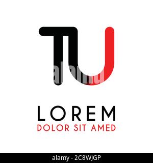 initial Letter TU with red Black and has rounded corners Stock Vector
