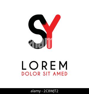 initial Letter SY with red Black and has rounded corners Stock Vector