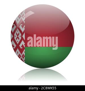 Belarusian flag glass ball on light mirror surface vector illustration Stock Vector