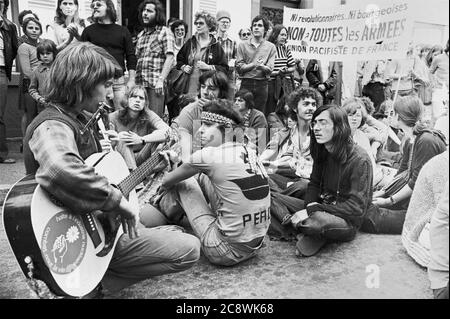 Antinuclear and pacifist international march in Alsace and Germany, summer 1977 Stock Photo