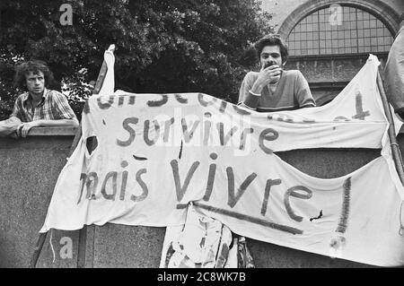 Antinuclear and pacifist international march in Alsace and Germany, summer 1977 Stock Photo