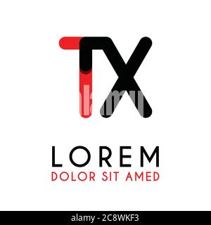 initial Letter TX with red Black and has rounded corners Stock Vector