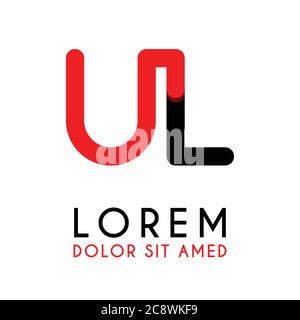 initial Letter UL with red Black and has rounded corners Stock Vector