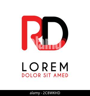 initial Letter RD with red Black and has rounded corners Stock Vector