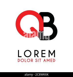 initial Letter QB with red Black and has rounded corners Stock Vector
