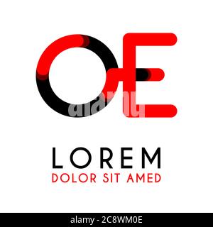 initial Letter OE with red Black and has rounded corners Stock Vector