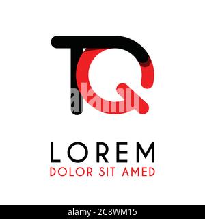 initial Letter TQ with red Black and has rounded corners Stock Vector