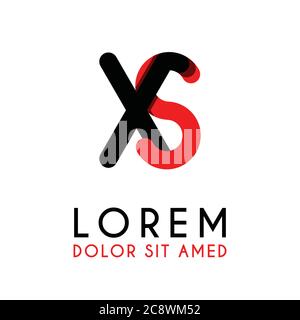 initial Letter XS with red Black and has rounded corners Stock Vector