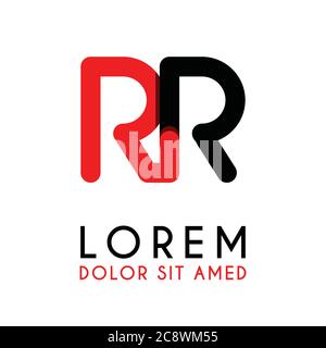 initial Letter RR with red Black and has rounded corners Stock Vector