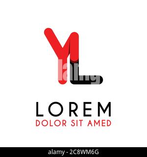 initial Letter YL with red Black and has rounded corners Stock Vector