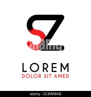 initial Letter ZS with red Black and has rounded corners Stock Vector ...