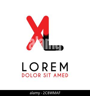 initial Letter XL with red Black and has rounded corners Stock Vector