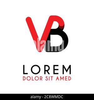 initial Letter VB with red Black and has rounded corners Stock Vector