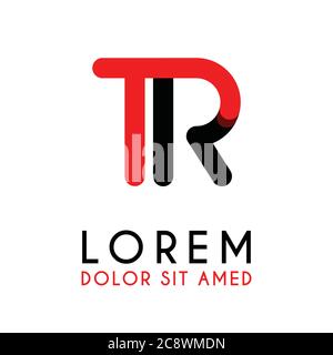 initial Letter TR with red Black and has rounded corners Stock Vector