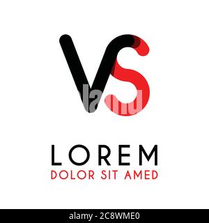 initial Letter VS with red Black and has rounded corners Stock Vector