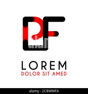 initial Letter PF with red Black and has rounded corners Stock Vector