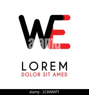 initial Letter WE with red Black and has rounded corners Stock Vector