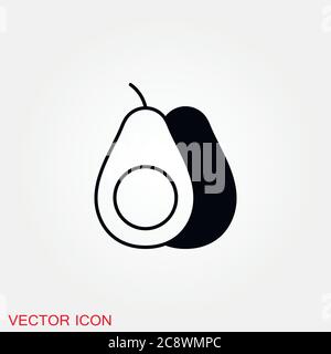 Avocado icon for web and mobile, modern minimalistic flat design. Stock Vector