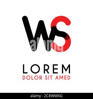 initial Letter WS with red Black and has rounded corners Stock Vector
