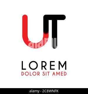 initial Letter UT with red Black and has rounded corners Stock Vector