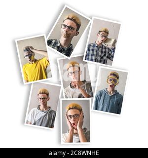 a Boy with multiple expressions Stock Photo