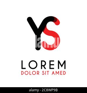 initial Letter YS with red Black and has rounded corners Stock Vector