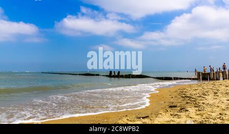 beautiful ocean view with wave breakers on the beach of Breskens, Zeeland, The Netherlands Stock Photo