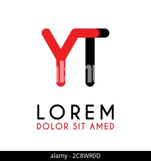 initial Letter YT with red Black and has rounded corners Stock Vector