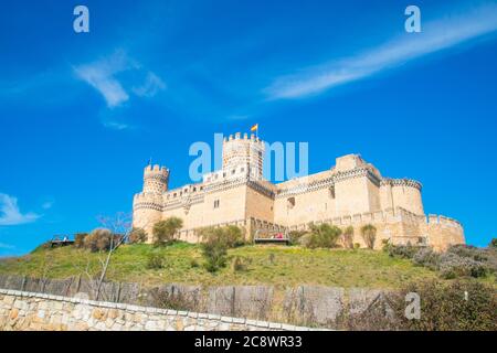 Castle. Manzanares El Real, Madrid province, Spain. Stock Photo