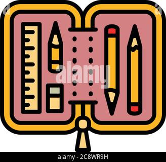 Pencil case icon outlined Royalty Free Vector Image