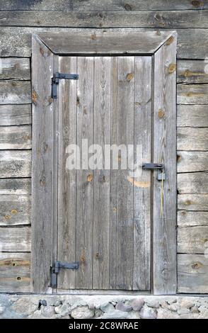 Natural wood doors in an old house. Isolated on white background Stock Photo