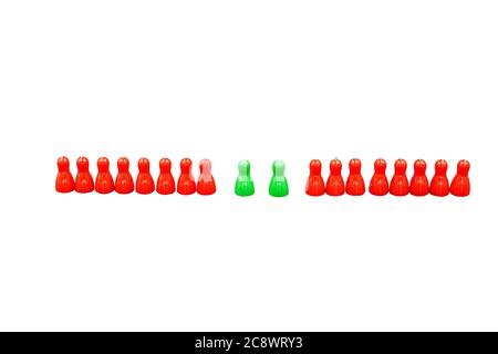 Illustration of social distance with the help of game figures Stock Photo