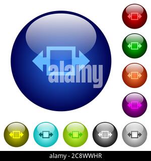Set of color width tool glass web buttons. Stock Vector