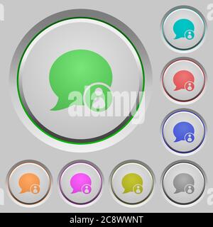 Set of color Blog comment owner sunk push buttons. Stock Vector