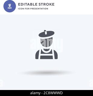 Painter icon vector, filled flat sign, solid pictogram isolated on white, logo illustration. Painter icon for presentation. Stock Vector
