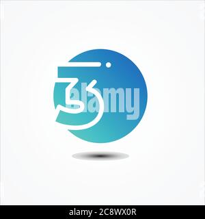 Vector round symbol number 3 design minimalist. 3 number symbol for your best business on the white background. Vector illustration EPS.8 EPS.10 Stock Vector