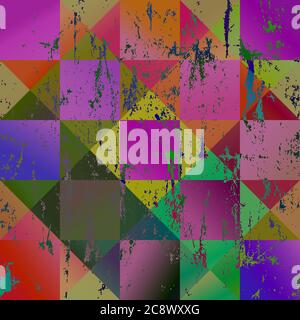 abstract geometric background pattern, vintage/retro, pop art, with strokes and splashes Stock Vector
