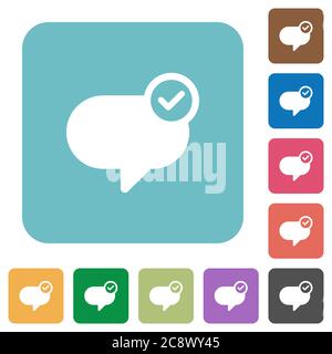 Flat message sent icons on rounded square color backgrounds. Stock Vector
