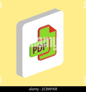 PDF Document Simple vector icon. Illustration symbol design template for web mobile UI element. Perfect color isometric pictogram on 3d white square. Stock Vector